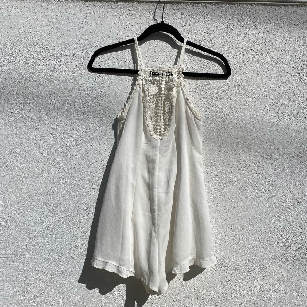 LF Seek White Lace Romper